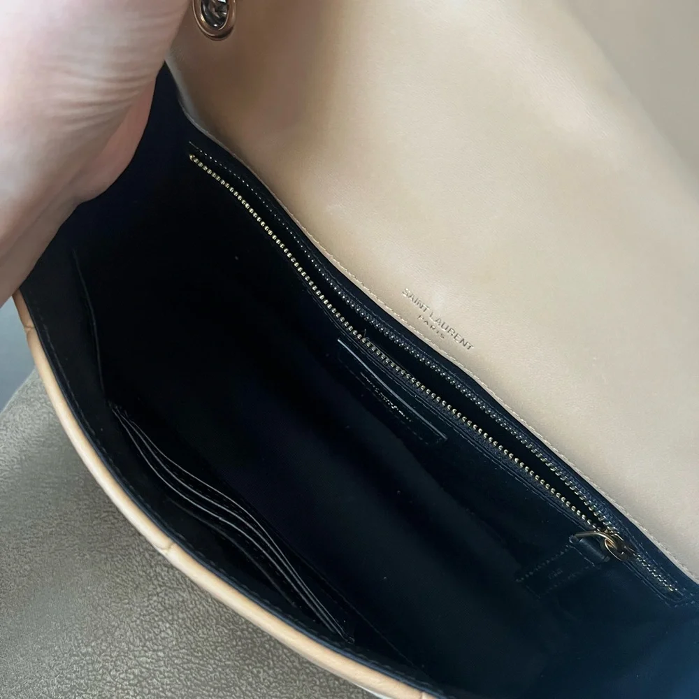 Saint Laurent Quilted Patchwork Leather Shoulder Bag in Beige - Picture 9 of 11